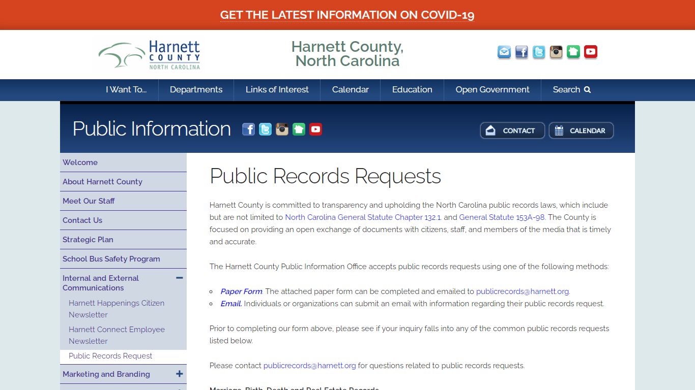 Public Records Request | Harnett County, North Carolina