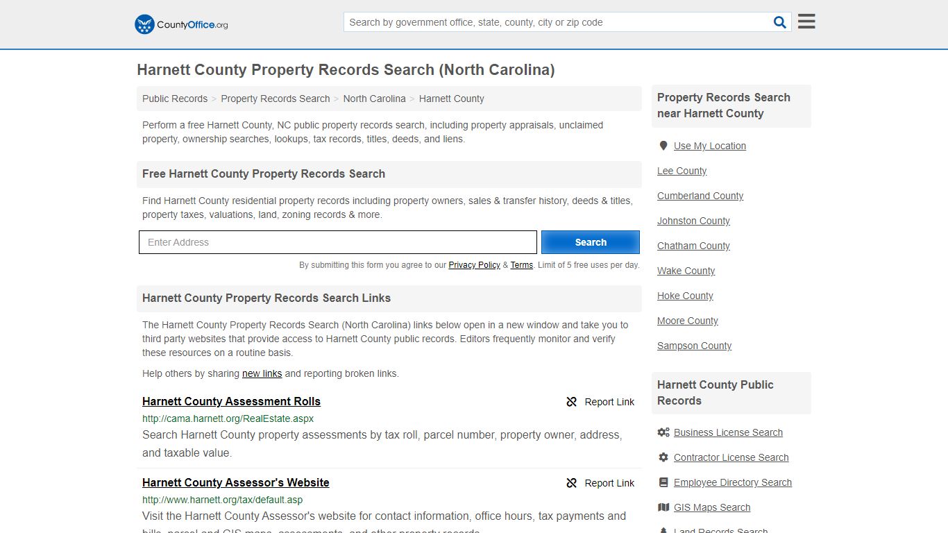 Property Records Search - Harnett County, NC (Assessments ...